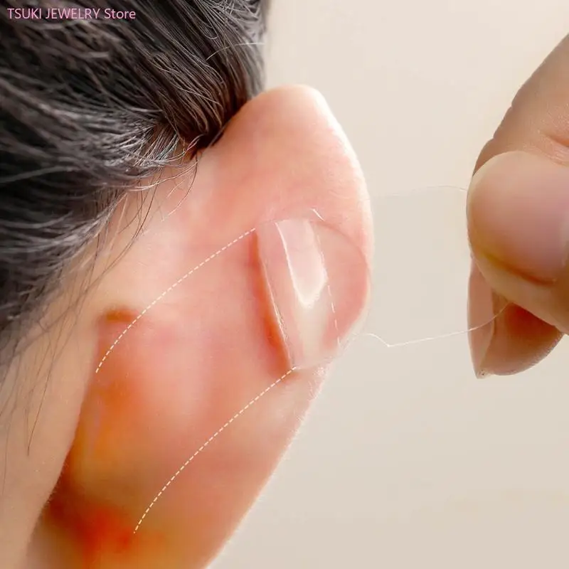 62KE 10Pcs Invisible Elf Ear Stickers Transparent Ear Tapes Corrector Ear Support Patches Photo Stereotypes Ear Patches