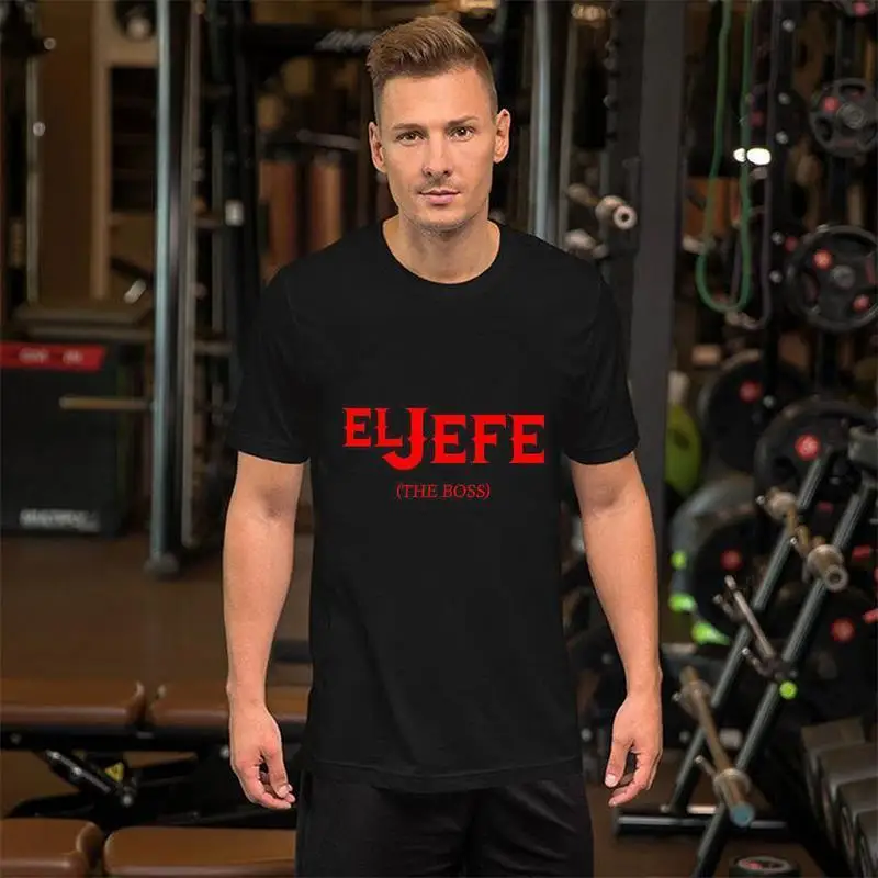 El Jefe (The Boss) Camiseta premium con logotipo de texto divertido 228078 colección de camisetas gráficas de manga corta para hombre divertida negro AA c