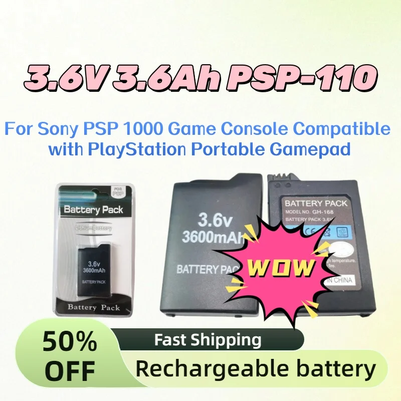 

For Sony PSP 1000 Game Console Compatible with PlayStation Portable Gamepad Built-in Host Lithium Battery 3.6V 3600mAh PSP-110