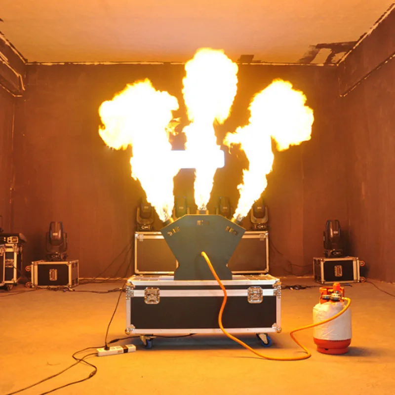 Stage Effect Equipment DMX512 Control 200w 3 Head Electric Spray Real Fire Machine DJ Party Event Jet Fire Flame Making Machine