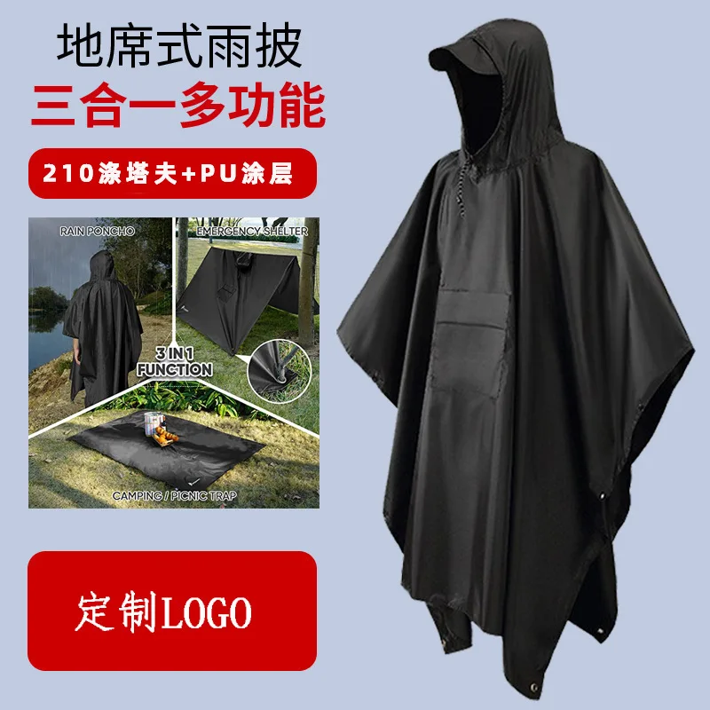 Pu Coated Raincoat Cloak For Hiking And Outdoor, Sky Curtain, Multi-Functional, Oxford Cloth, Pvc,3 In 1, A912