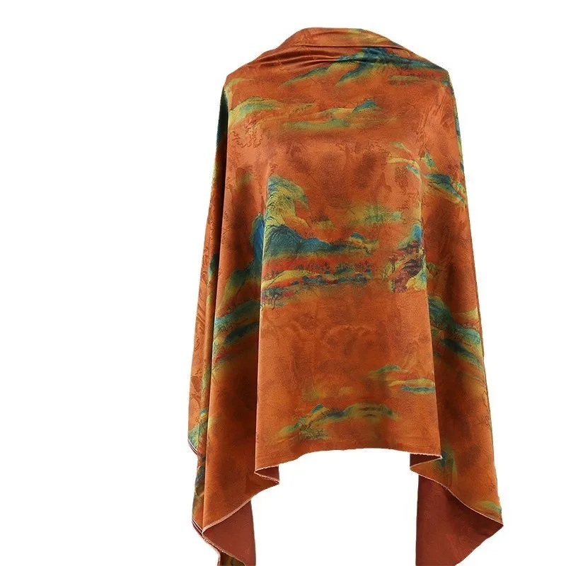 Tkanina żakardowa w dużych kolorach górskich, idealna na jesienno-zimowe ubrania wierzchnie, cheongsam, z nadrukiem w stylu starożytnym.