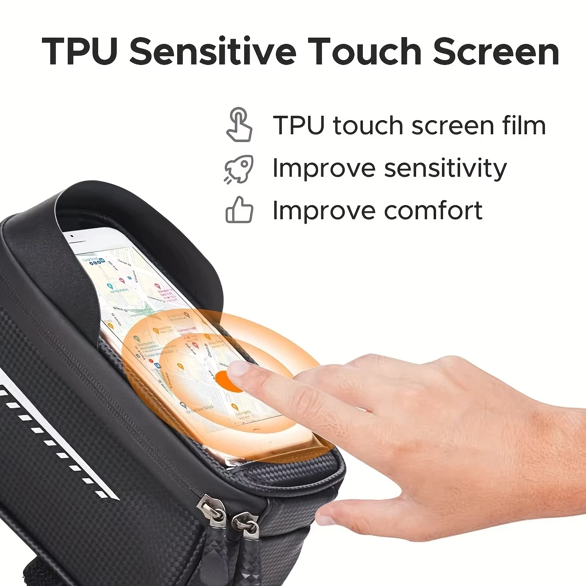 Bicycle Front Beam Bag Front Tube Bag Cycling Touchscreen Phone Holder Bag Waterproof Saddle Storage MTB Road Bicycle Accessorie