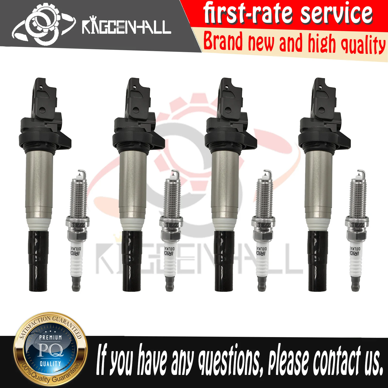 7 571 643 0 221 504 800 new 4PCS Ignition Coil & Spark Plug Compatible with BMW 550i 650i M5 M6 X5 X7 745Li 750i 4.4L 330i 3.0L