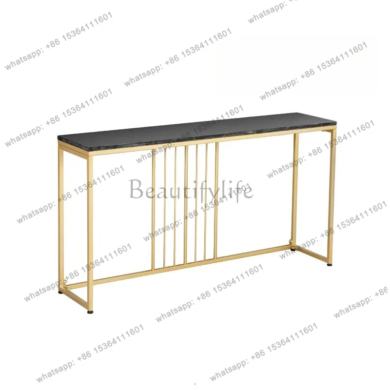 

Nordic simple entrance table small apartment living room marble strip table wrought iron entrance table against the wall