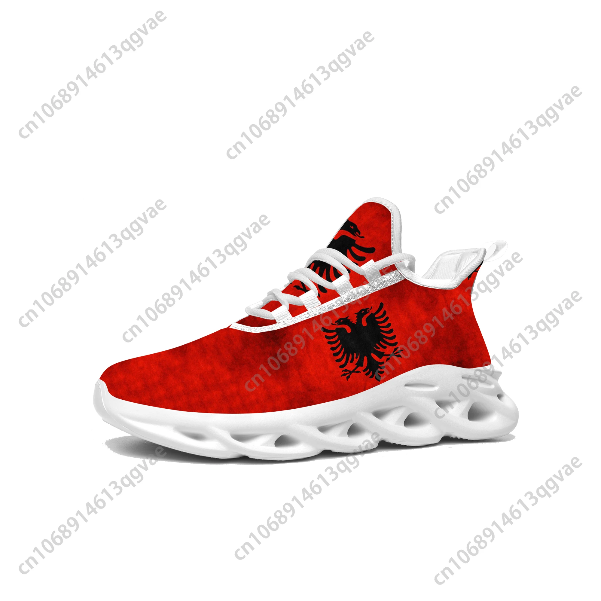 Albanian Flag Flats Sneakers Mens Womens Albania Pop Sports Running High Quality Sneaker Lace Up Mesh Footwear Tailor-made Shoe