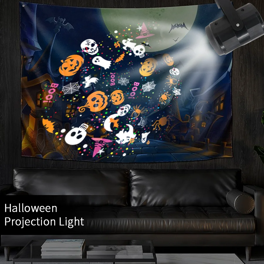 USB Power Halloween Decoration Projector Light Pumpkin Spider Bat Dynamic Pattens Projector Night Light for Bedroom Room Party