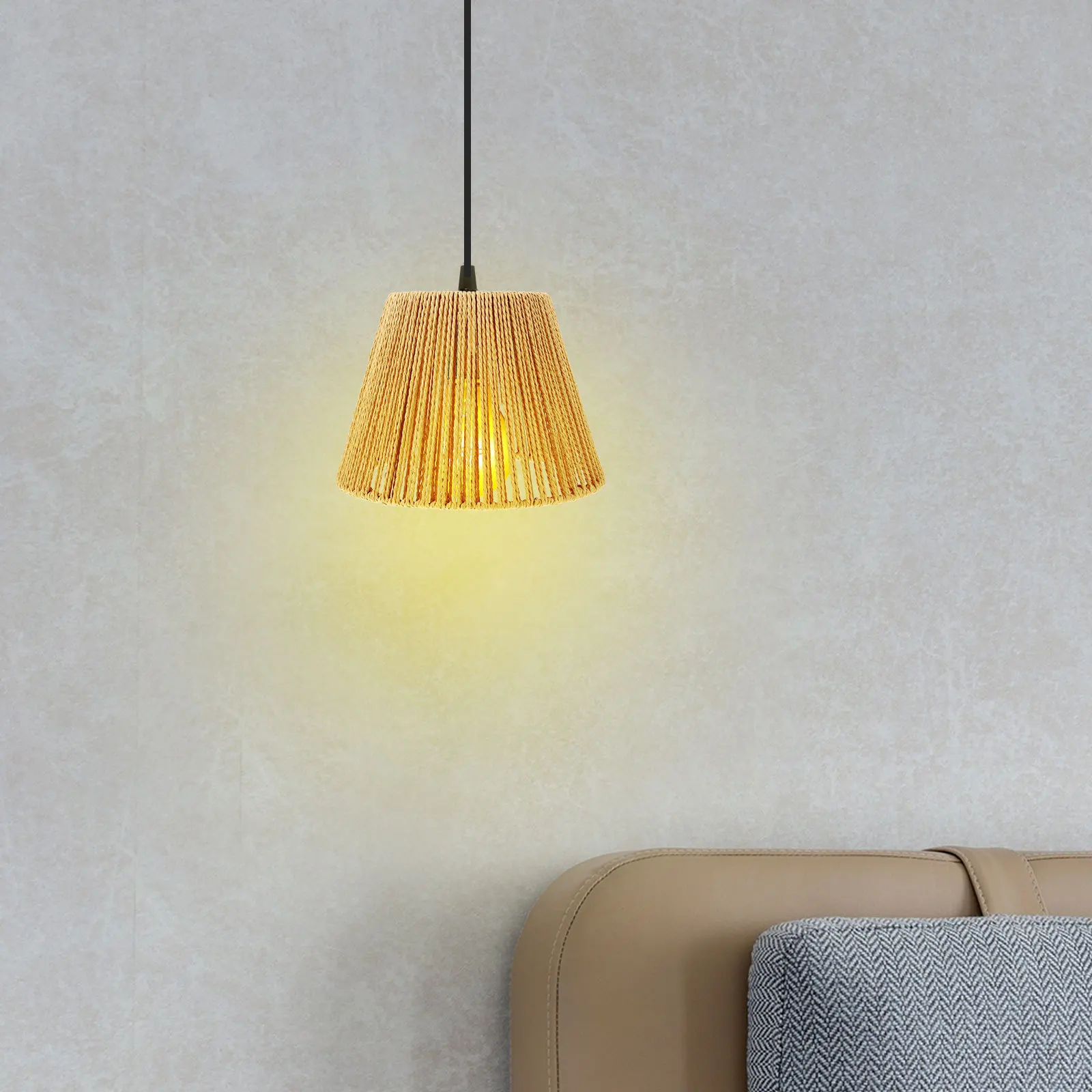 

Rattan Lampshade Wicker Woven Bell Vintage Bamboo Pendant Lamp Shades for Home Coffee Shops Rattan Lamp Shade Woven Lampshade