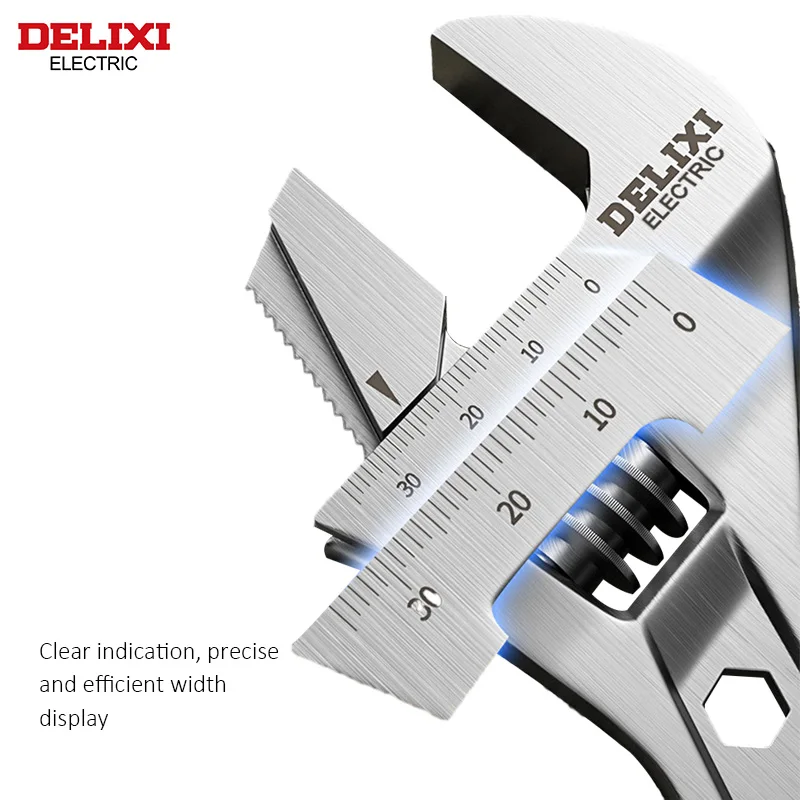 DELIXI ELECTRIC Adjustable Wrench Stainless Steel Spanner Bathroom Wrench Large Open With Rubber Sleevey Plumbing Repair Tool