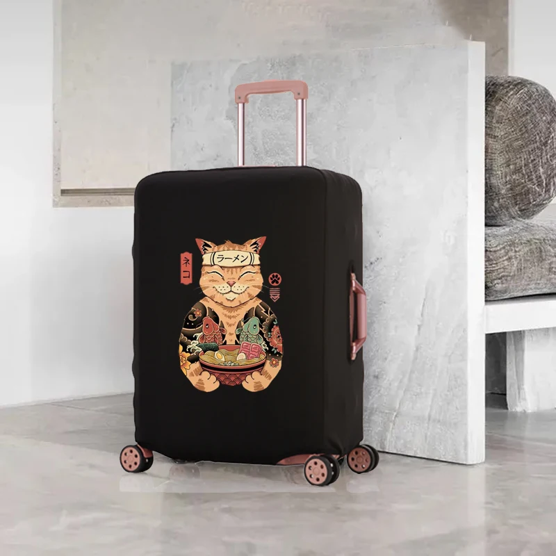 Samurai Cat Pattern Protective Cover Thicker Luggage Cover  Elastic Luggage Covers Suitable for 18-32 Inch Travel Accessories