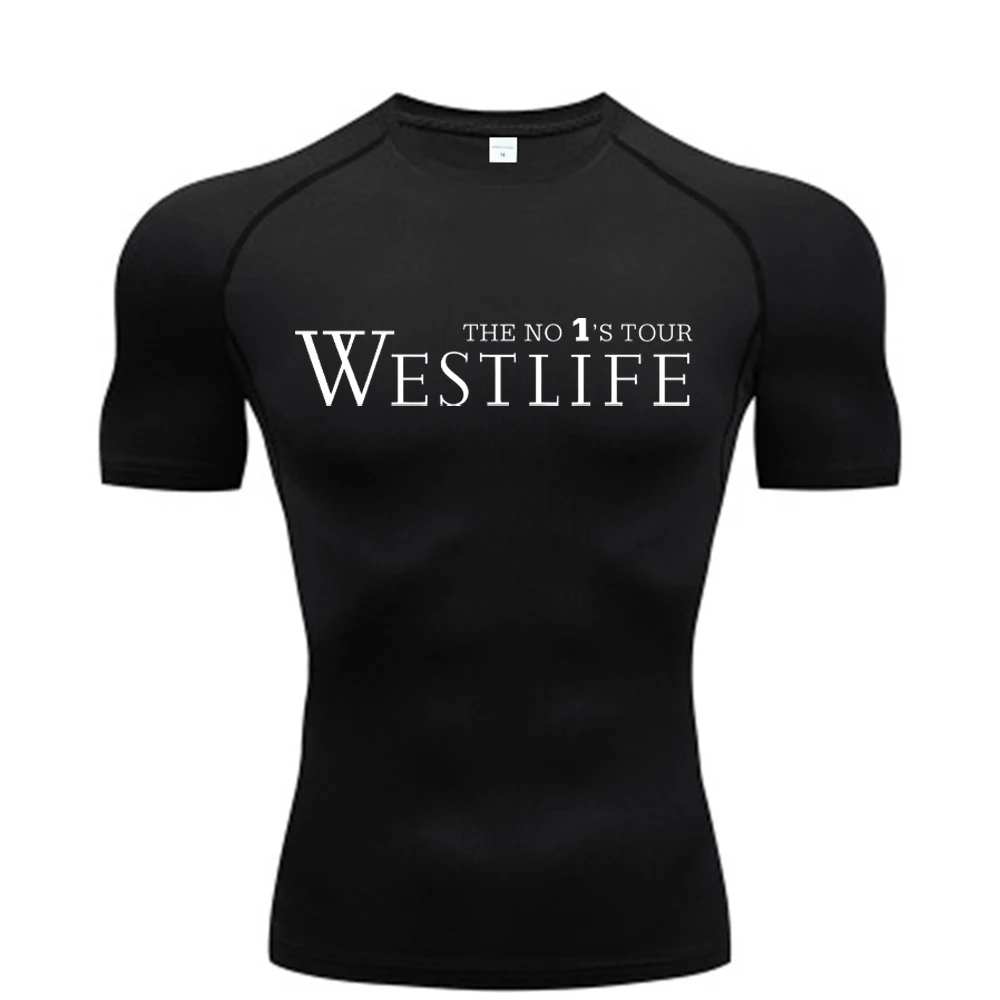 Camiseta deportiva de verano para hombre con estampado de letras de cantante famoso, la última camiseta de compresión de manga corta más vendida para gimnasio y running.
