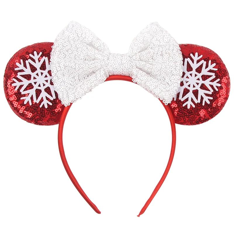 

1pc Retro Christmas Hair Hoops Snowflake Mickey Minnie Mouse Ear Headband for Party Performances Festivals Wear Hair Accessories