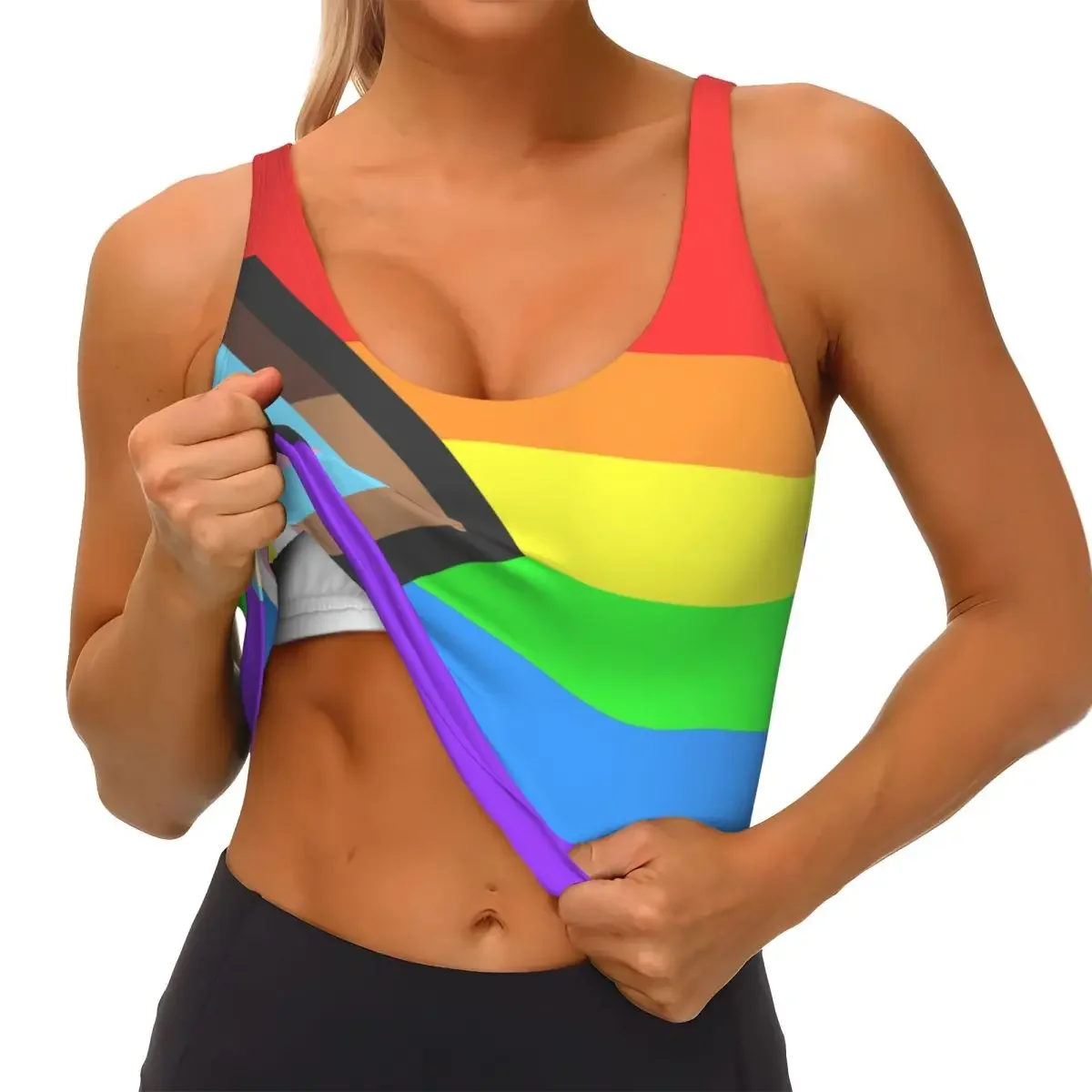 Brilliant Progres Pride Flag Базовые топы для женщин Samba Сексуальные спортивные топы с v-образным вырезом для йоги и фитнеса
