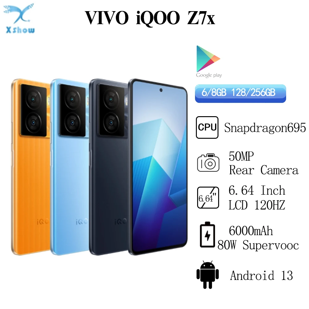 New Original VIVO iQOO Z7x 5G Snapdragon695 50MP 6000mAH  80W Super Charge 6.54'' 120HZ  Android13  OTA