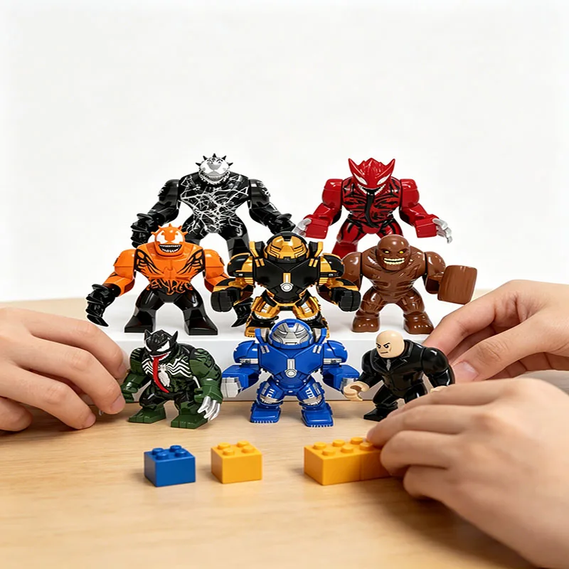 8PCS Set Superhero Building Block Toy – Spider-Man Venom Iron Man Captain America Action Figures, Puzzle Toy Gift for Kids