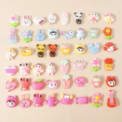 15Pcs Mix Colorful Kawaii Girls Resin Charms Animal Flower Faltback Cabochon Nail Hairpin Phone Decor DIY Jewelry Accessories