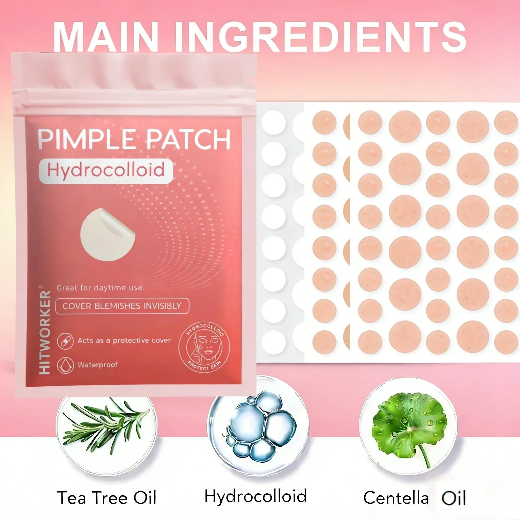 720pcs Hydrocolloid Acne Patches with Tea Tree Oil, Natural Pimple Care, Cover & Heal Blemishes