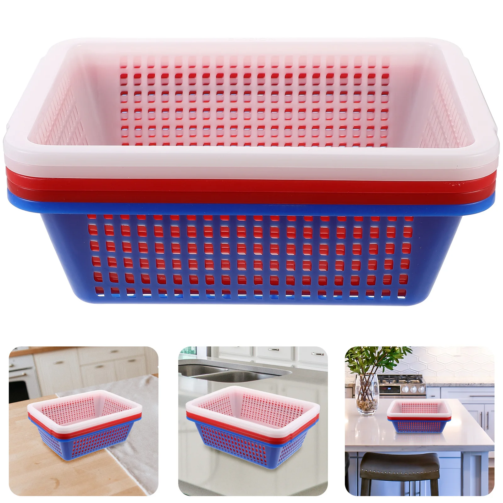 

5Pcs Oblong File Holders Thickened Drain Baskets Practical and Beautiful for Home Organization Thickened Drain Baskets