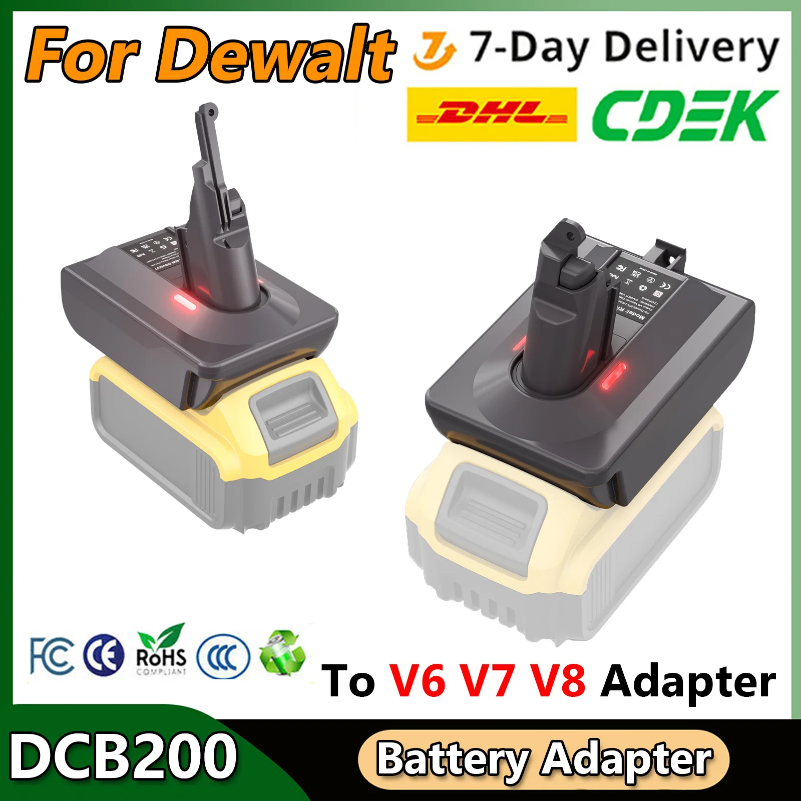 Turpow For Dewalt DCB200 Battery to Dyson V6/V7/V8 Battery Adapter with Dyson V6 V7 V8 Series Lithium Tool Batteries Adapter