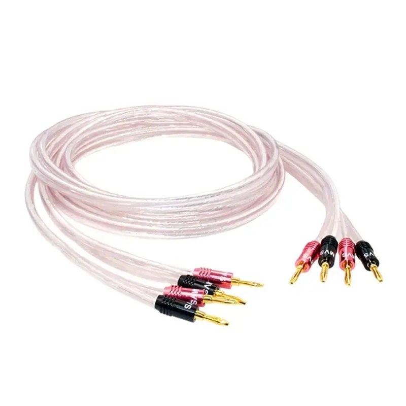[NEW A09R!】 For Home Theater Amplifier Surround Sound System Compatible 2 Meter Silver-Plated Pure Copper Audio Cable With Banan