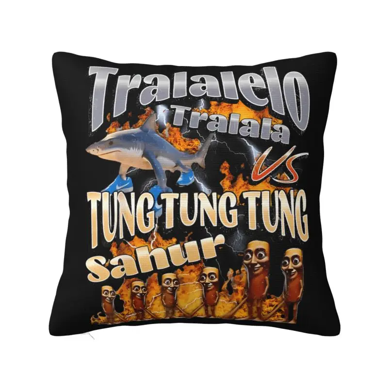Italian Brainrot Meme Collage Cushion Cover 50x50 cm Polyester Throw Pillow Case For Sofa Chair Decoration Bedding Pillowcase