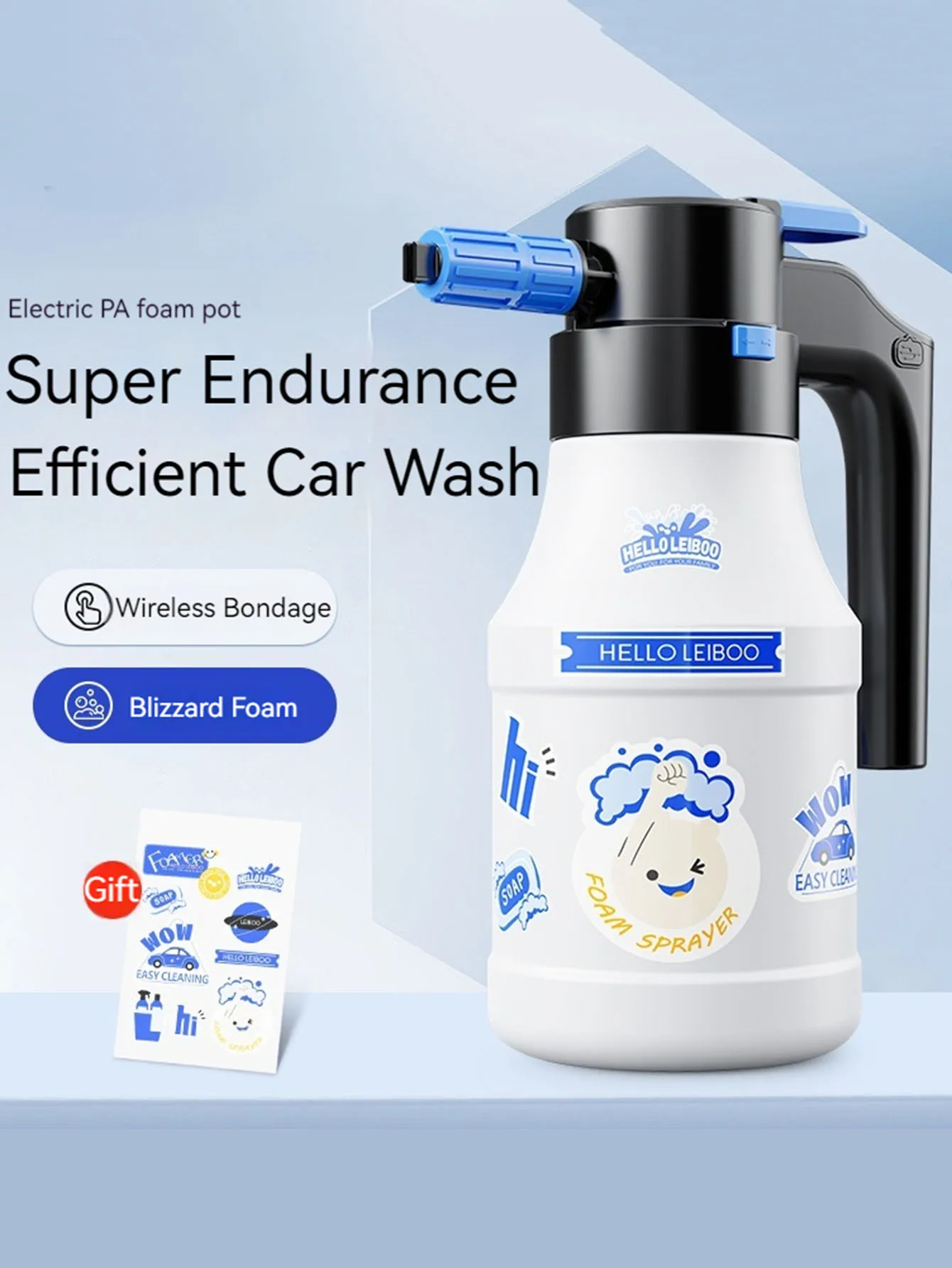 1.5L Electric Foam Sprayer Powerful Foaming Pump for Car Wash Auto Wash Foam Spray Bottle USB Rechargeable Car Cleaning Tools