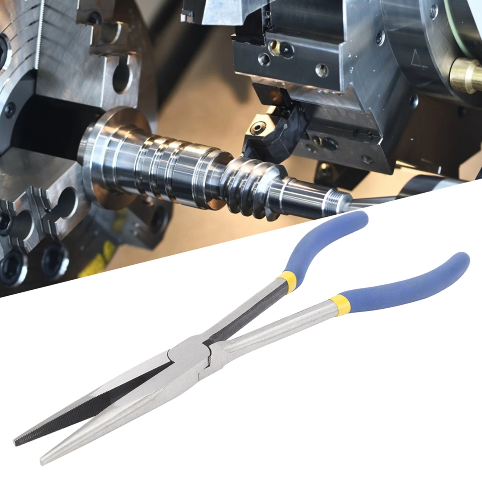 11 Zoll Lange Spitzzange aus Stahl mit Rutschfestem Griff, Langreichweitige Reparatur-Handzange für Elektro- und Mechanikarbeiten – Detail 5