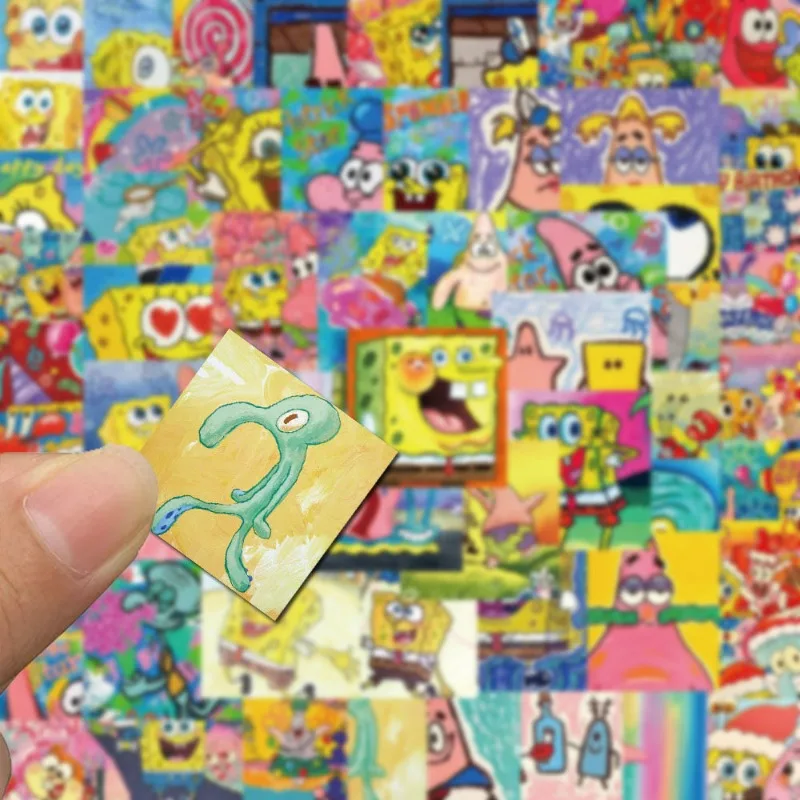 50pcsSpongeBob باتريك ستار الكرتون لطيف النفط اللوحة الرياح ملصق مضاد للمياه جراب هاتف مذكرات كوب الديكور صبي وفتاة هدية.