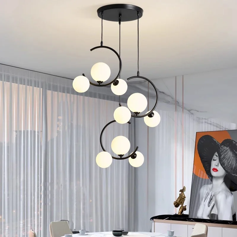 

New Nordic modern restaurant pendant light creative glass ball lighting home decoration living room LED lights lighting fixtures