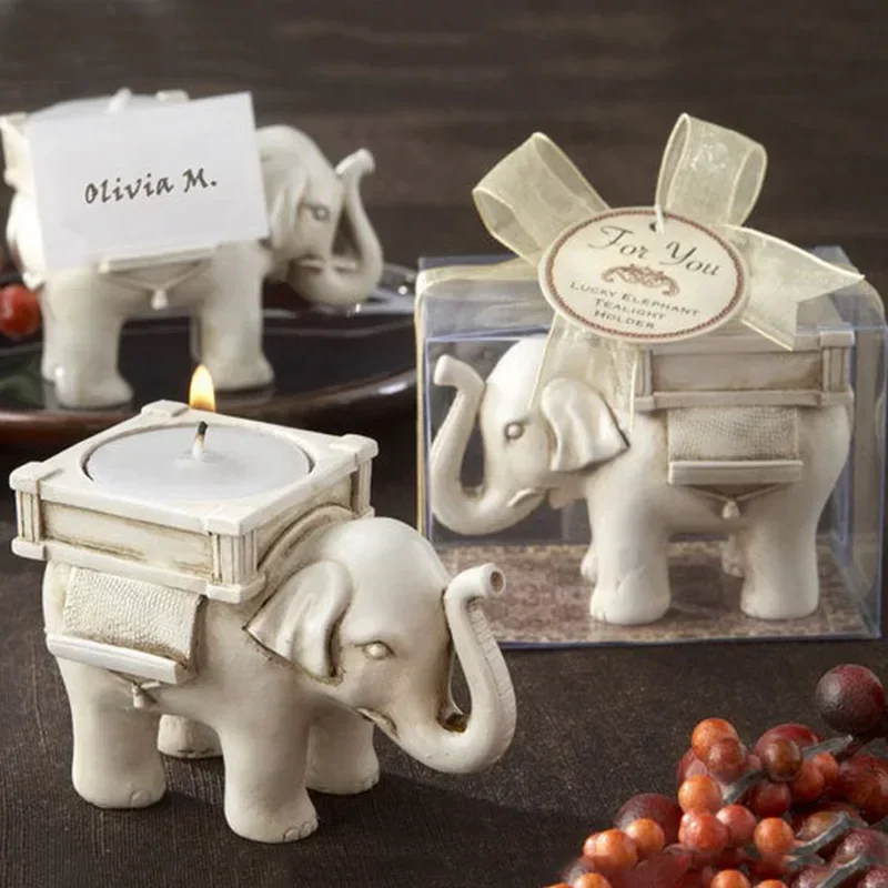 Candeliere Vintage animale fortunato piccolo elefante portacandele resina elefante Tea Light portacandele per matrimonio decorazioni per la casa