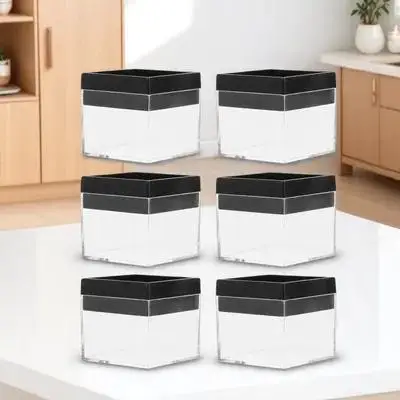 กล่องเก็บตัวอย่าง 6 ชิ้น กล่องพลาสติกใสสำหรับจัดแสดง กล่องเก็บแร่ทรงสี่เหลี่ยม กล่องจัดระเบียบขนาดกะทัดรัดสำหรับวางบนโต๊ะ