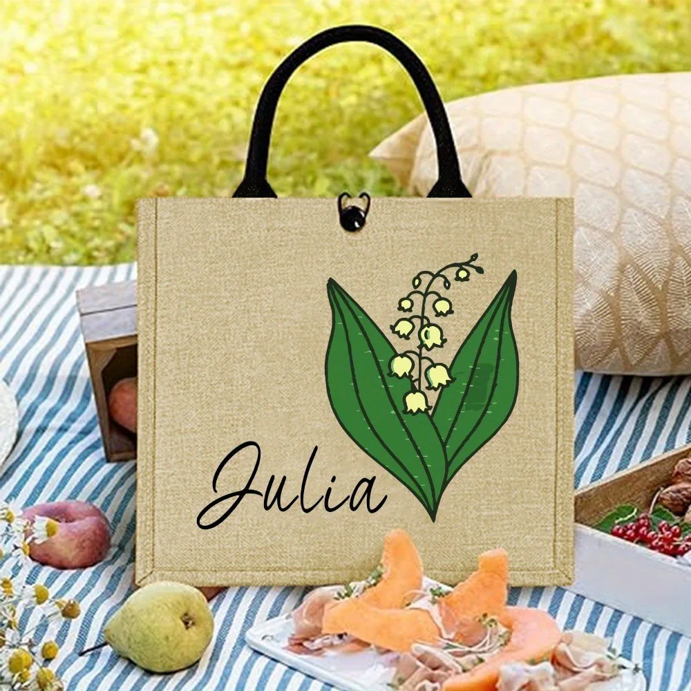 Fresh Daisy Julia Jute Handbag, Pastoral Linen Tote Bag Large Capacity Purses and Handbags