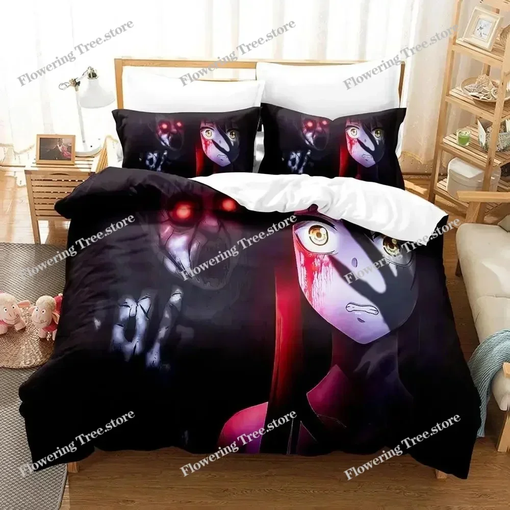 Anime Mieruko-chan The Girl Who Can See Them Bedding Set Boys Girls Twin Queen Size Duvet Cover Pillowcase Bed Kids Adult029963 6