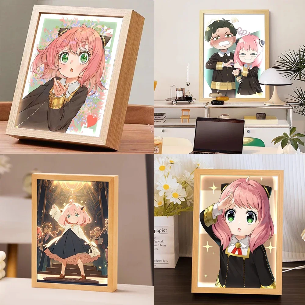 SPY×FAMILY Anime Peripheral Anya Forger Cartoon LED High Definition Painting Light Picture Bedroom Desktop Decoration Night Lamp