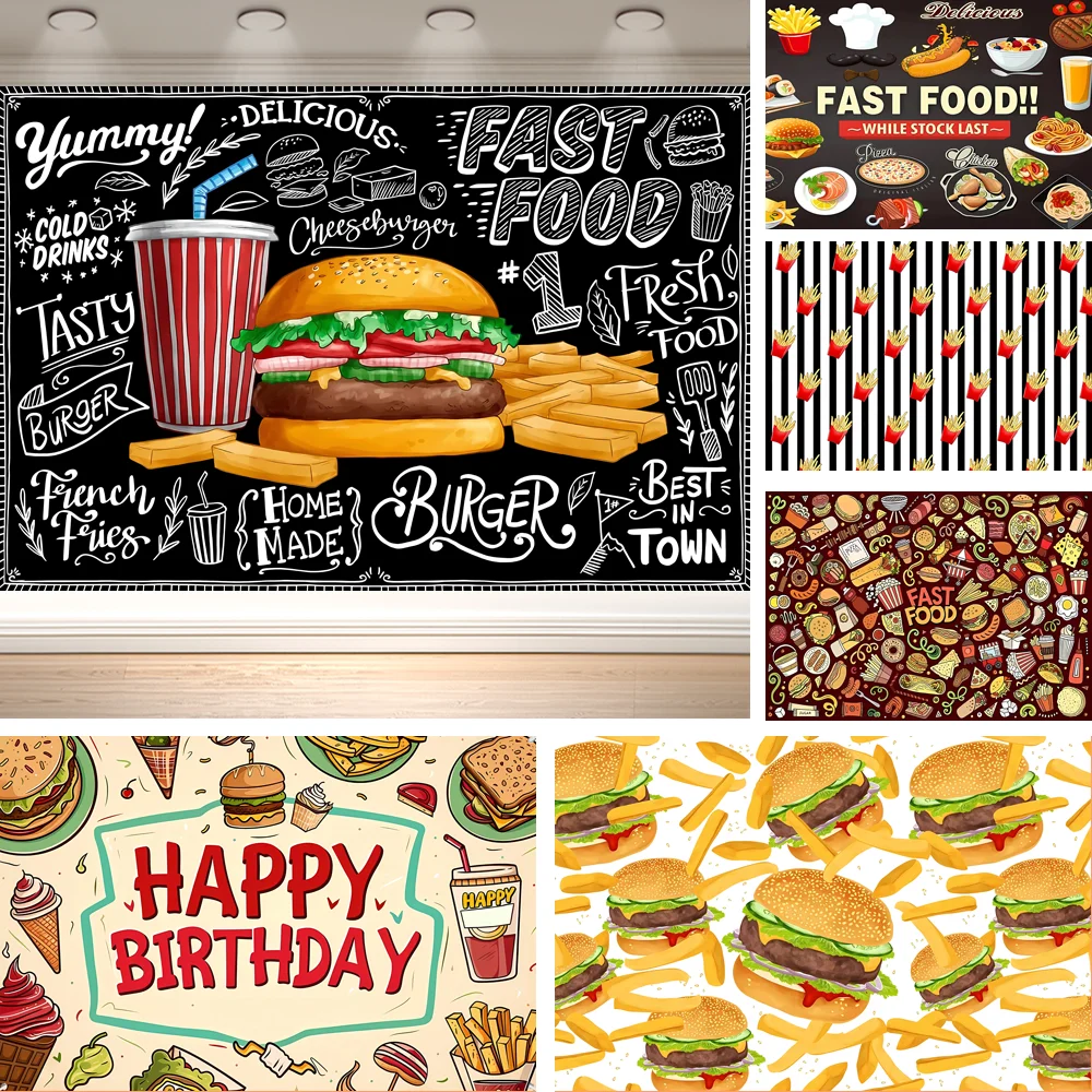 Food Snacks Banner - Dewprint Kartun Hamburger Makanan Cepat Saji