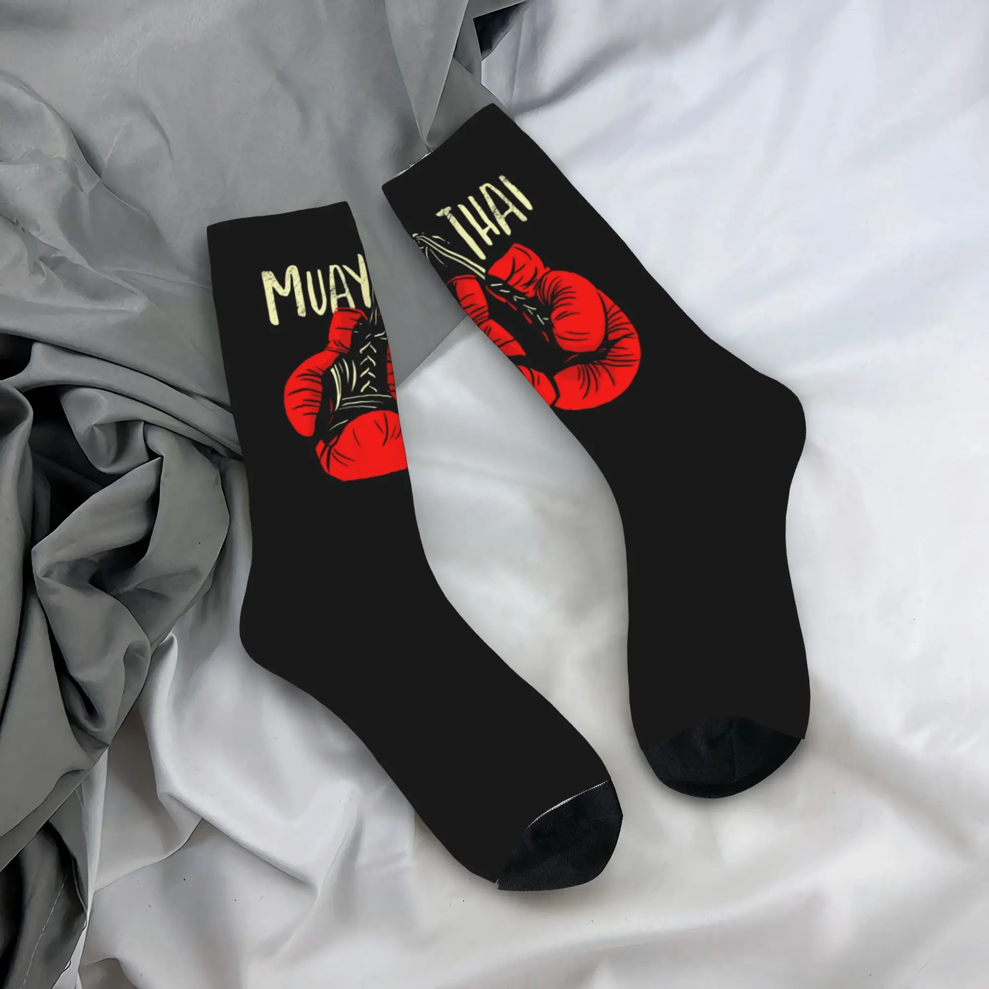 Custom Muay Thai Gloves Men Women Crew Socks Unisex Cute Thailand Boxing Fighter Spring Summer Autumn Winter Dress Socks