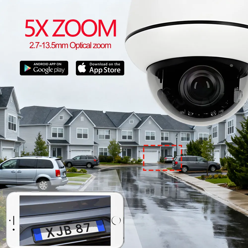 H265 So-ny335 5MP Wireless Security IP Camera Wifi PTZ Dome 5X Auto Zoom Humanoid Tracking Two Way Audio Outdoor With SD Card