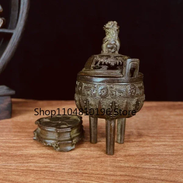 Collection Copper Two Ears Three Legged Tripod Lucky Beast Lion Incense Burner