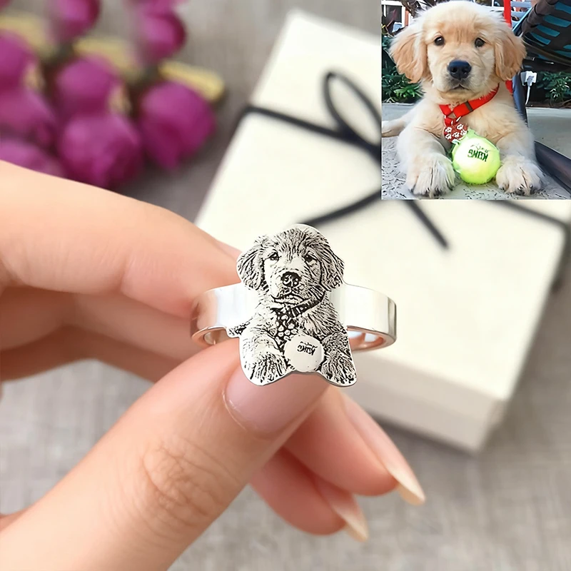 

Custom Pet Commemorative Stainless Steel Opening Ring With Cat Dog Name And Date Mourning Gift Ostalgic Souvenir For Lost Pets
