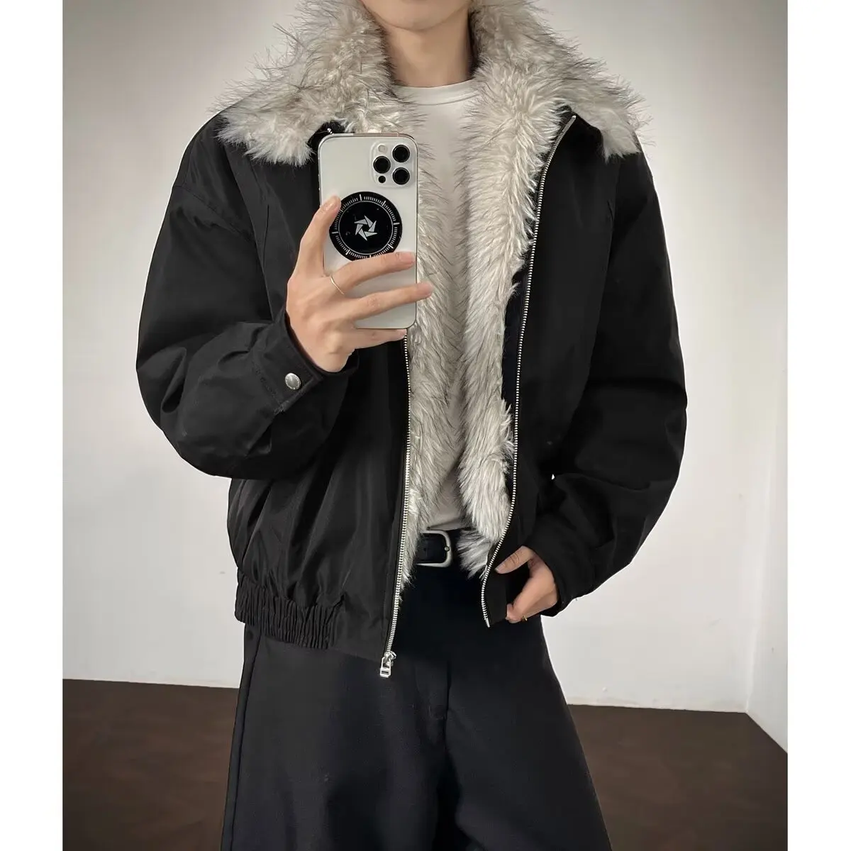 Autumn Winter plus Size American Style Mountain Eagle Loose Fit Warm Cotton Jacket with Fur Collar Unisex Outerwear Coat