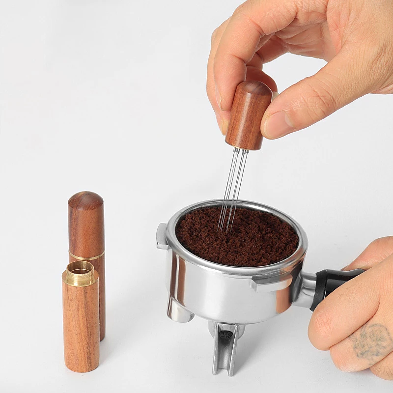 Mini agulha de café em aço inoxidável, Utensílios Barista, Conjunto De Afrouxamento De Pó Com Base De Armazenamento