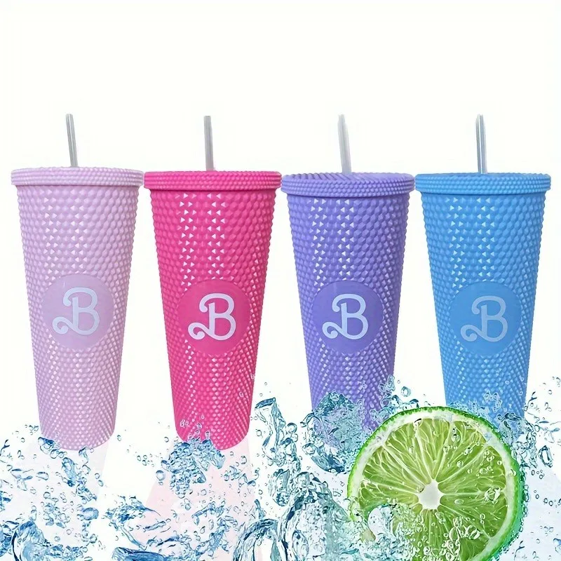 LUSQI 710ML Water Bottle Premium Large Capacity Leak Proof With 1 Straw Reusable-Creative Durian Pattern Drinking Cup