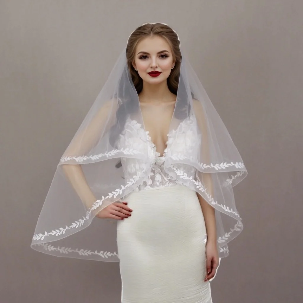 ブライダルベール-オーガンザ-エッジ-初聖体ベール-2段-ショルダーレングス-ウェディングベール-コーム付き-ガールズ-ブライダルアクセサリー-g54
