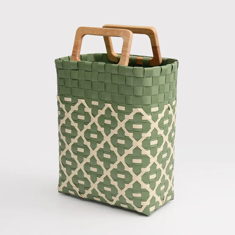 

Handwoven Tote Bag Instagram-Worthy Shopping Basket Beach Picnic Basket Outdoor Handheld Storage Basket Grocery Basket