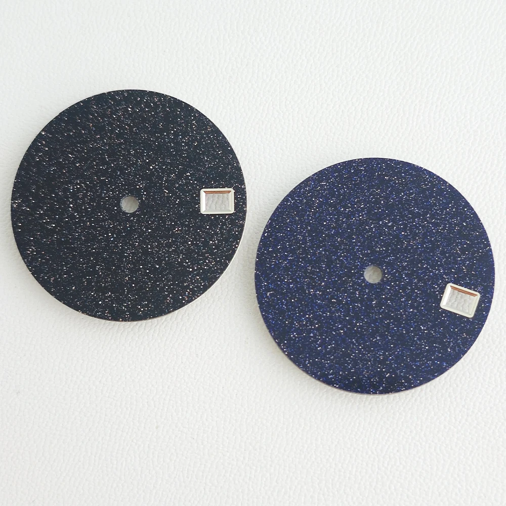 28,5-mm-Zifferblatt mit Sternenhimmel-Effekt, passend für NH35-Uhrwerke, Zubehör, schwarz/blau, NH35-Zifferblatt aus funkelndem Sternen-Malachit-Sandstein – Detail 2