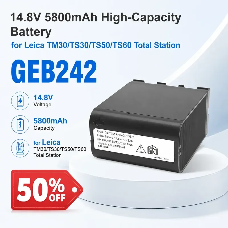 14.8V 5800mAh High-Capacity GEB242 Battery for Leica TM30/TS30/TS50/TS60 Total Station