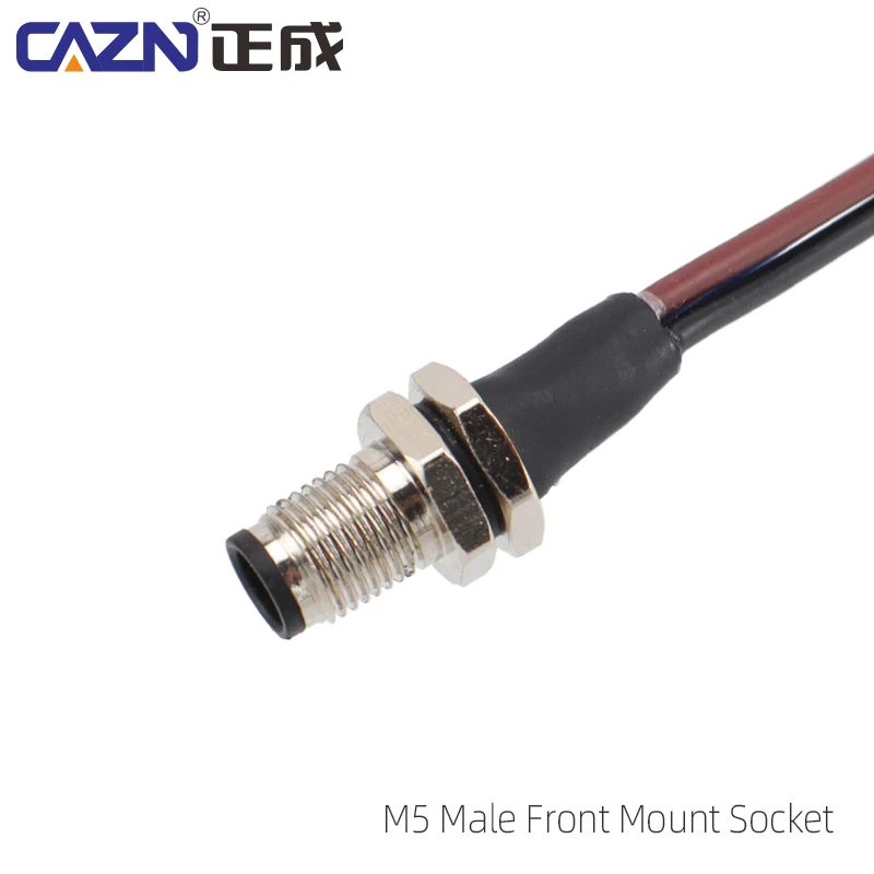 Factory Direct IP67 Waterproof CAZN M5 Solder Socket Male Female Front Back Mount with 3 4 Pin Types and 30cm Wire