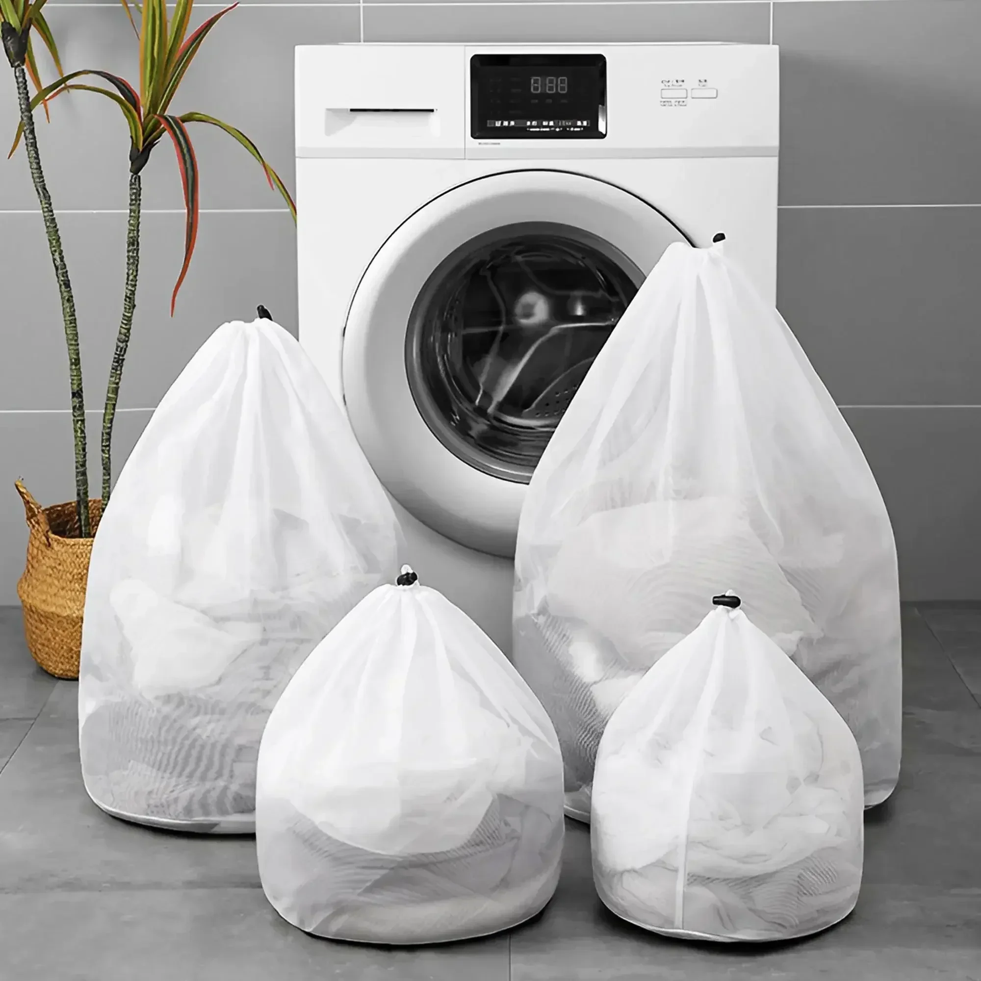 1PC Mesh Kordelzug Wäsche Tasche Für Waschmaschine Schützen Kleidung Anti-wicklung Schmutzige Kleidung Lagerung Taschen Langlebig waschen Beutel