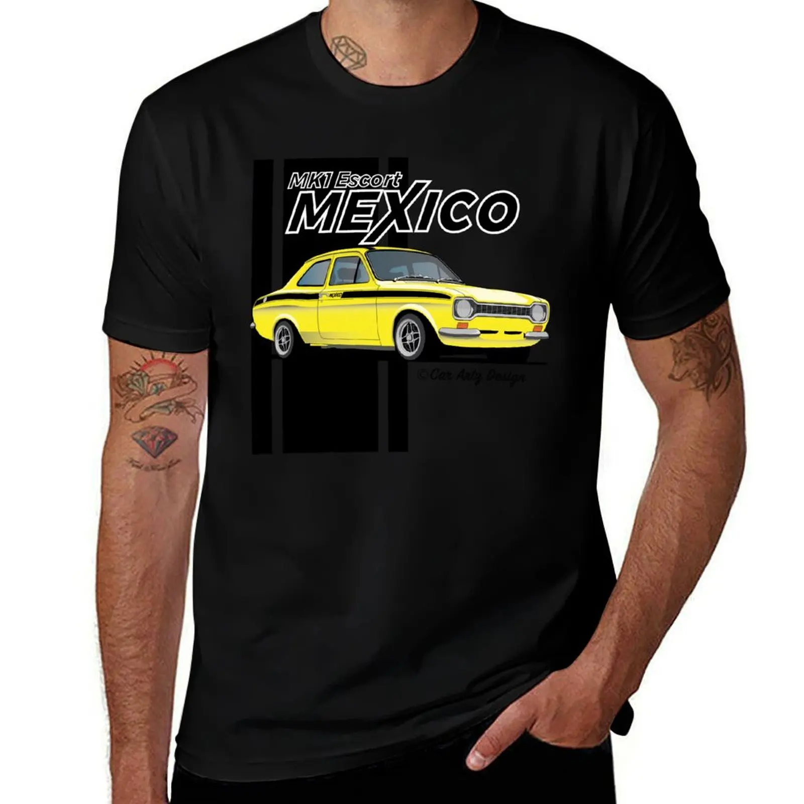 Mk1 Escort Mexico (Yellow + Black) T-Shirt Plus Size Workout Short Sleeve Top T-Shirt