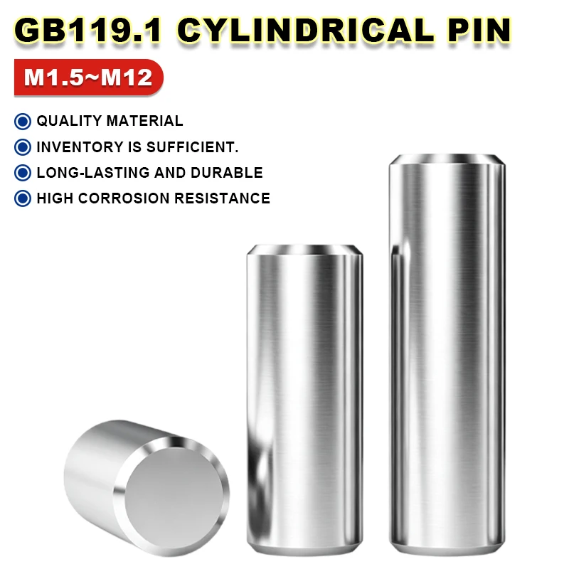 M1.5 M2 M2.5 M3 M4 M5 M6 M8 M10 M12 304 SS Locating Pin, Cylindrical Positioning Alignment Dowel Pin Comply with GB/T 119.1